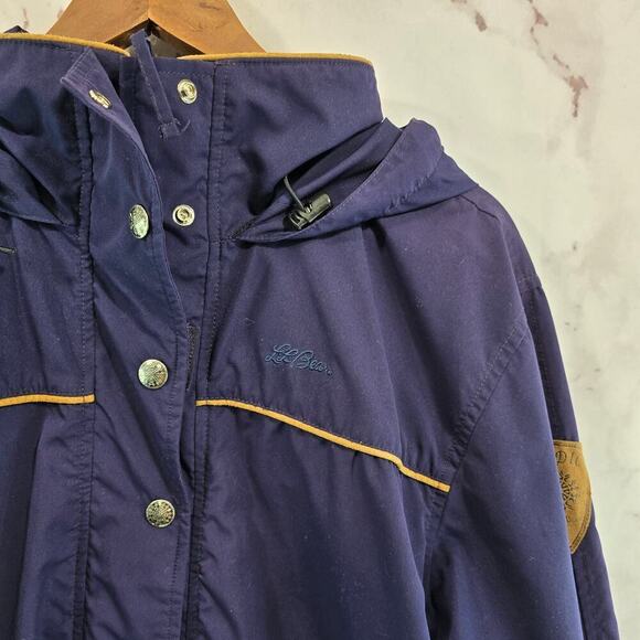 Vintage LL Bean Jacket Womens Medium Blue Anorak Zip Hooded Windbreaker Nordic - Picture 14 of 15
